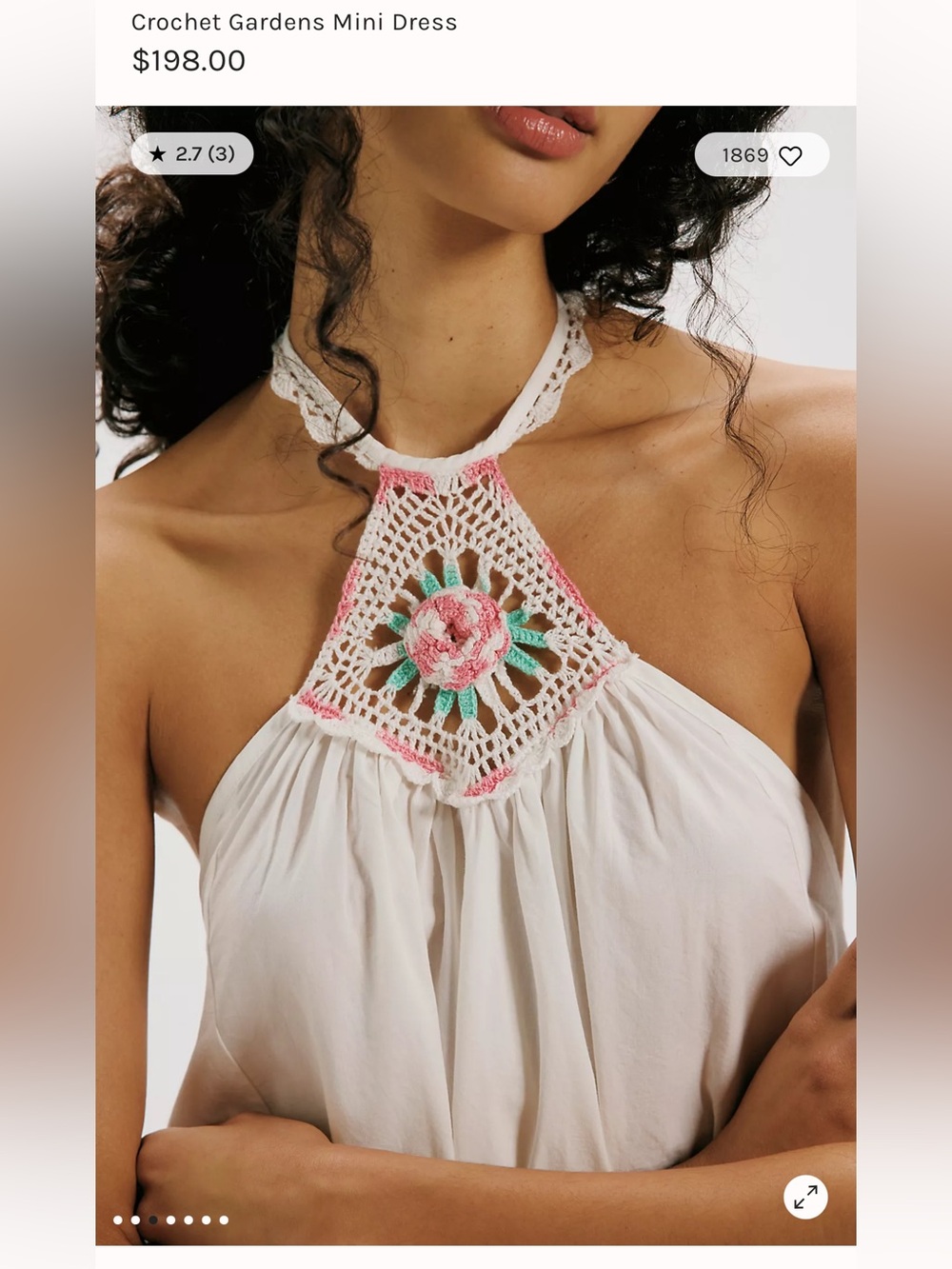 NWOT! Free People Crochet Gardens Mini Dress - Retail $198.00 - Picture 4 of 9
